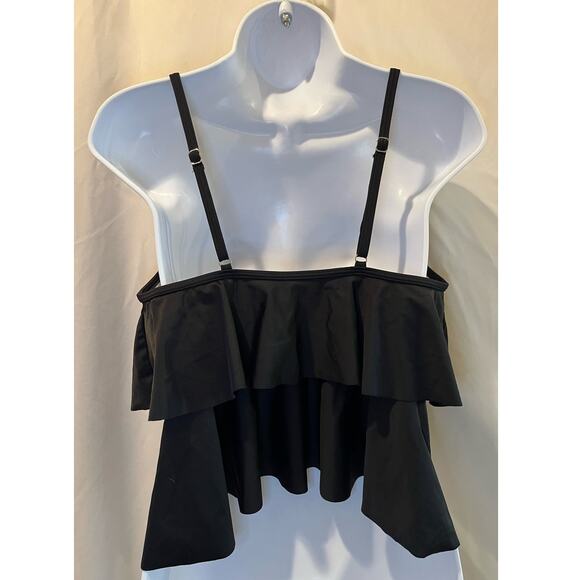 Beachsissi Ruffle Swim Top - Solid Black - NWT - Size L - Picture 3 of 5